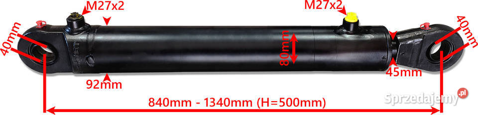 Siłownik Hydrauliczny 80x45 Skok 500 Mocowania sprzedam