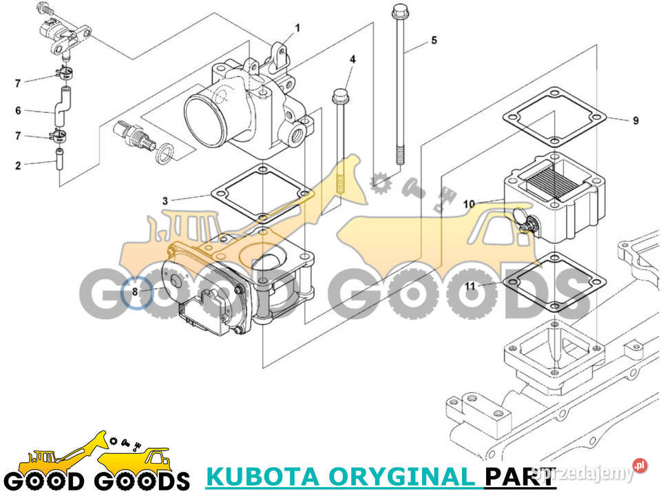KUBOTA PRZEPUSTNICA Z ZAWOREM V3800 1J50010600 Części do maszyn budowlanych mazowieckie Władysławów