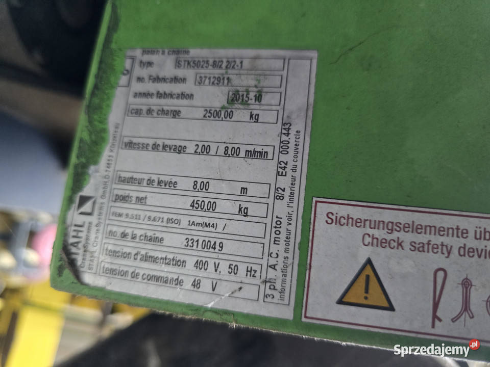 Wciągarka warsztatowa do suwnicy podwójna STAHL Rolnictwo