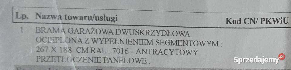 Brama garażowa dwuskrzydłowa sprzedam