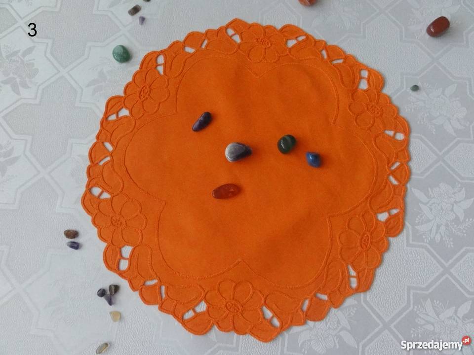 Serwetki kolorowe pomarańczowe wyszywane haft wielokolorowy Lublin
