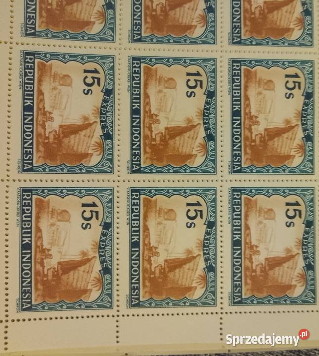 Arkusze znaczków Indonesia 19481949 Vienna zachodniopomorskie Pyrzyce