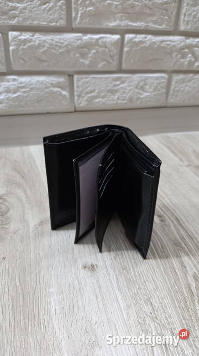 Nowy męski czarny skórzany portfel z wieloma Warszawa sprzedam