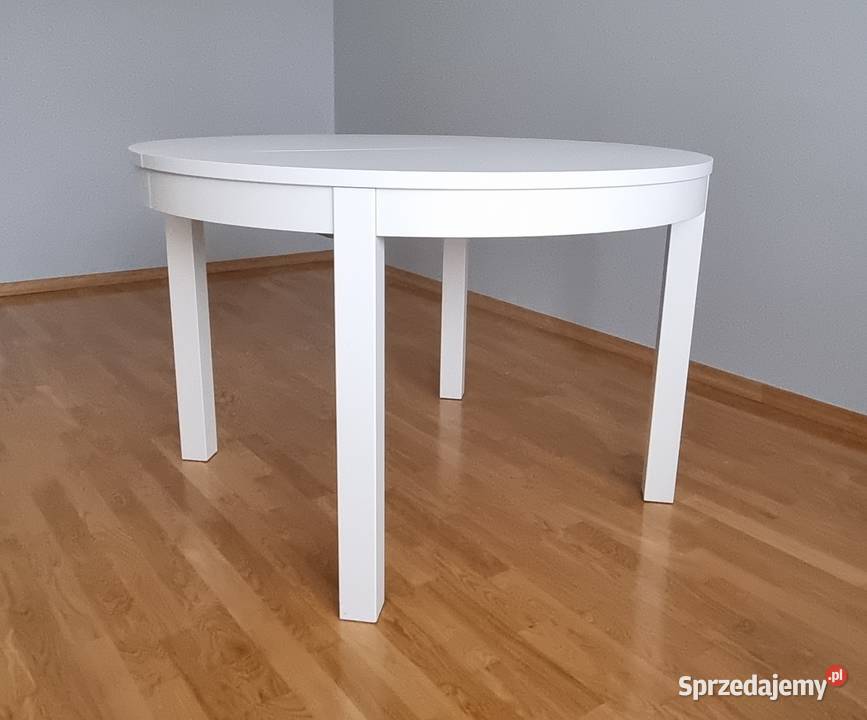 Biały okrągły stół IKEA BJURSTA 115 rozkładany Kalisz