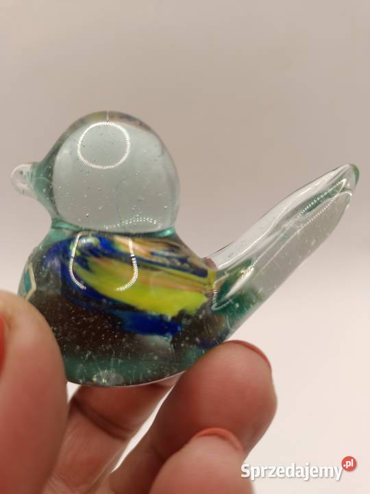 Figurka ozdoba szklany mały ptak Skansen lubelskie Zamość