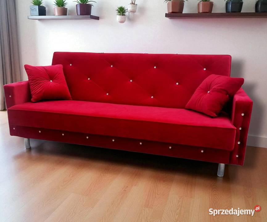 Sofa Glamour rozkładana Kanapa kryształ