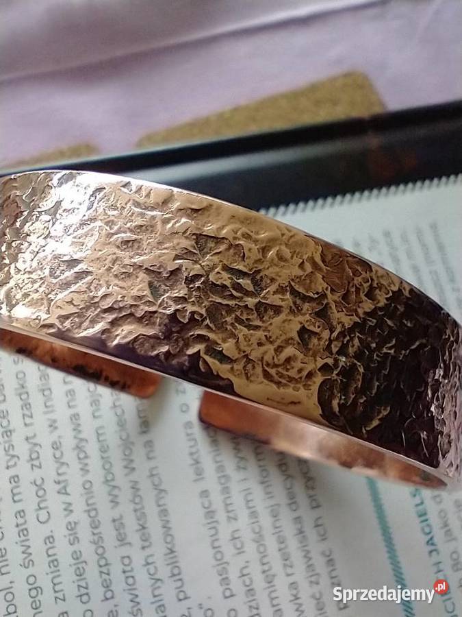 Szeroka kuta bransoleta czysta polska miedź Łódź