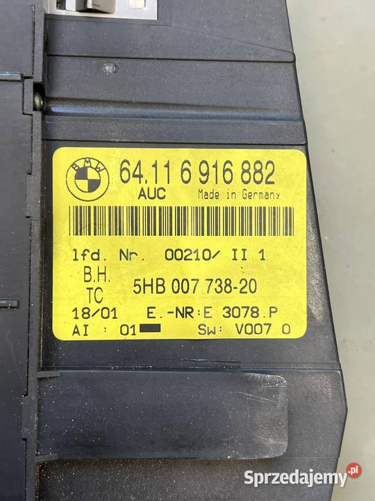 Panel klimatyzacji E46 6916882 5HB00773820 Gliwice sprzedam