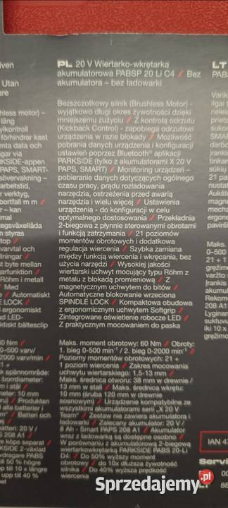 PARKSIDE PERFORMANCE Akumulatorowa Narzędzia Ełk