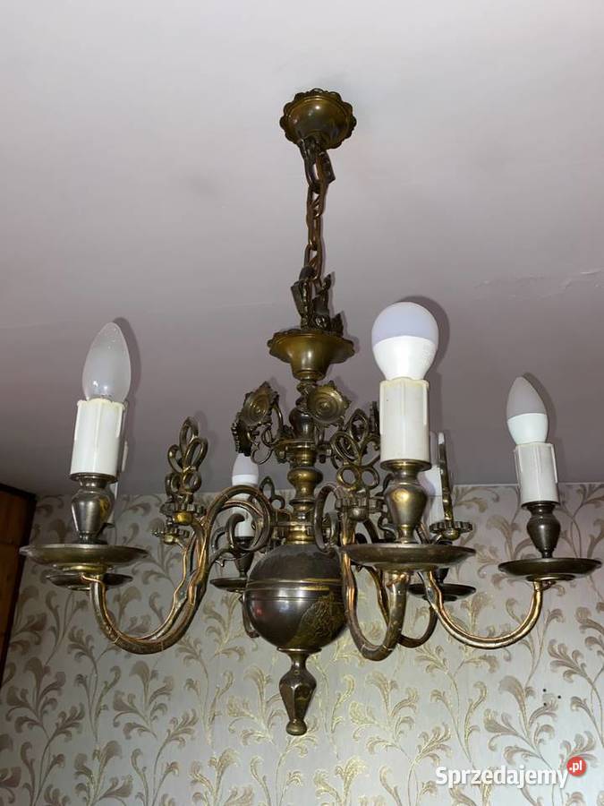 6 żyrandoli mosiężnych i 10 kinkietów Brodnica sprzedam