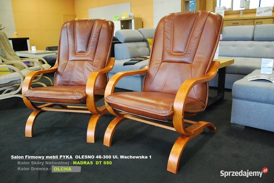 HIT Nowy Fotel FINKA SKÓRA NATURALNA Kolor Do Olesno