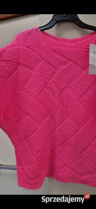 Made In Italy Sweter Fuksja Wytlaczane Romby