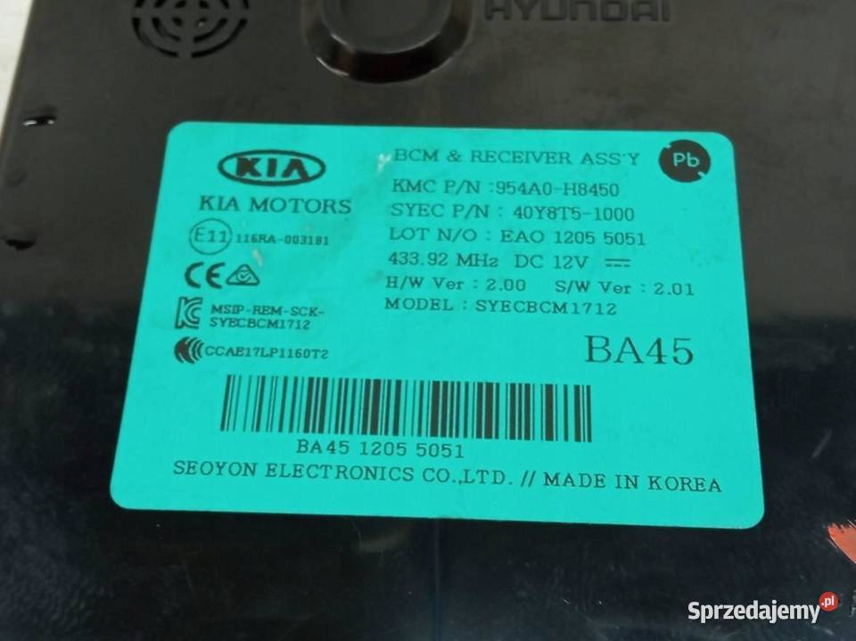 MODUŁ 954A0H8450 BCM Kia Stonic I 2017 Komputery