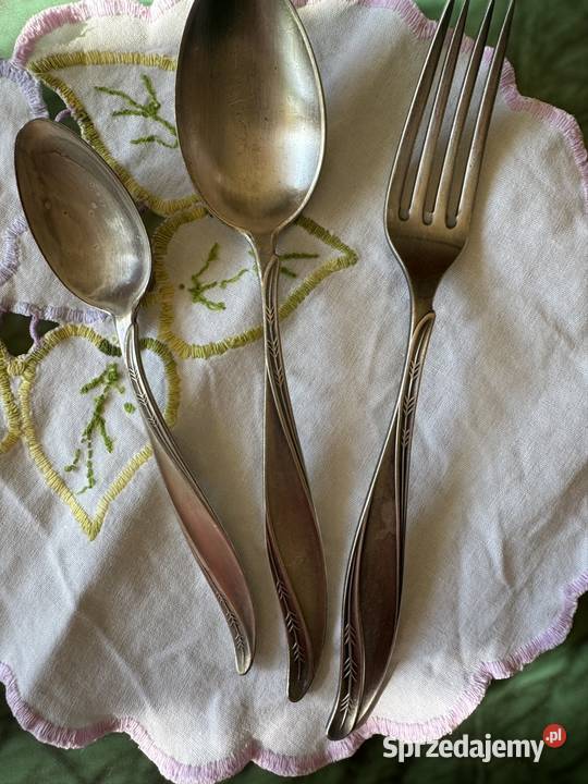 Antyki sztućce fraget srebrne 3 sztuki PRL lata Częstochowa