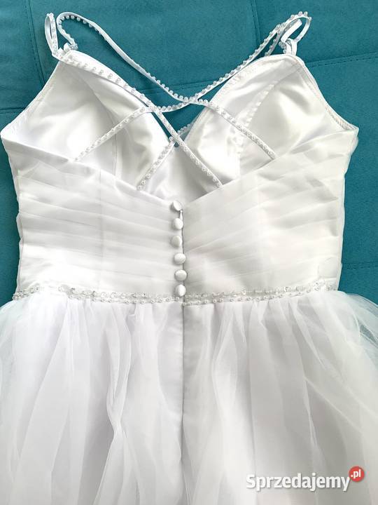 Suknia ślubna z falbanami perełki 36 S 38 M 40 L Rozmiar 44(XXL) dolnośląskie sprzedam
