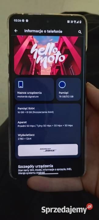 Motorola Signature 16 ram512GB Pamięci Łódź sprzedam