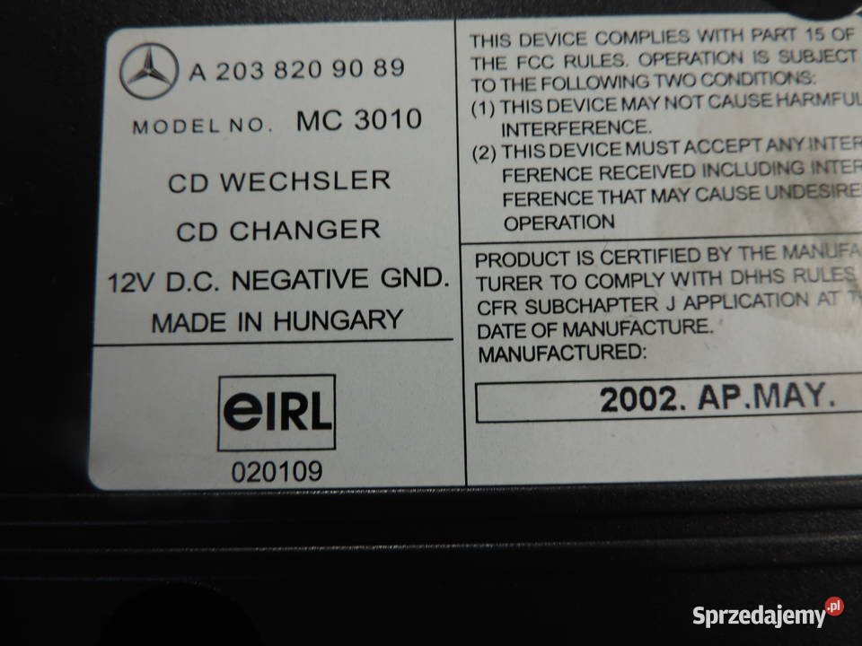 ZMIENIARKA CD MERCEDES 203 A2038209089