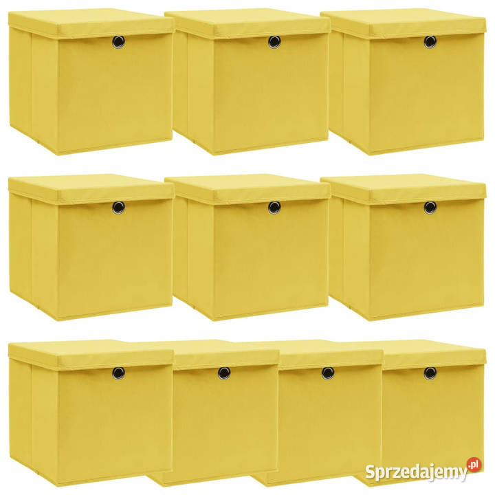 Pudełka z pokrywami 10 żółte 32x32x32 tkanina Pozostałe Warszawa sprzedam