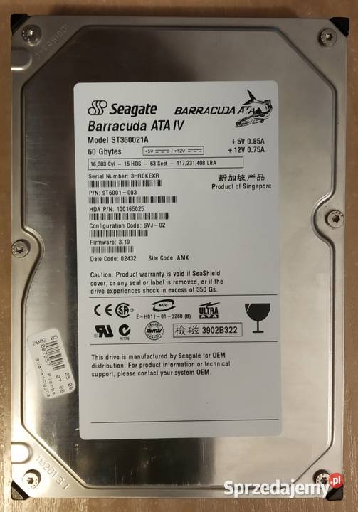 008 HDD Seagate Barracuda ST360021A ATAIDE Łódź