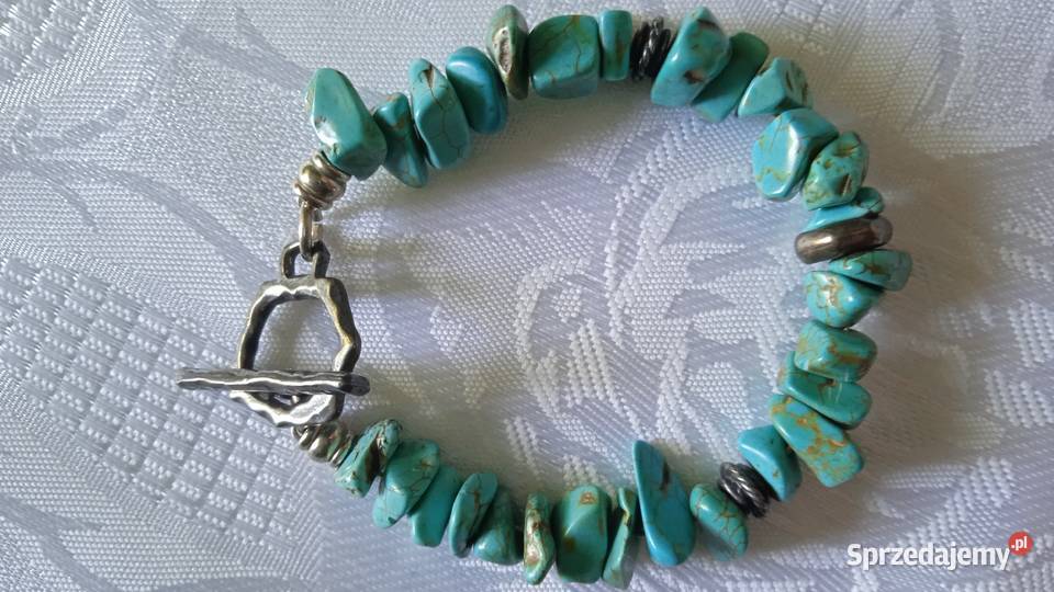 KOMPLET BIŻUTERII Z NATURALNYCH TURKUSÓW Piła