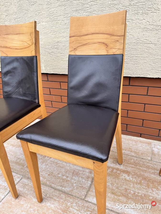 Krzesła drewniane nowoczesne stylowe skóra Dom i Ogród
