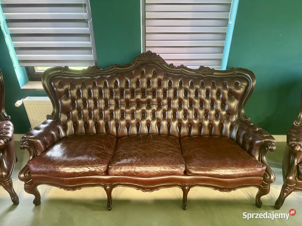 Skórzany komplet wypoczynkowy Ludwik sofa 3os 2 Wilamowice