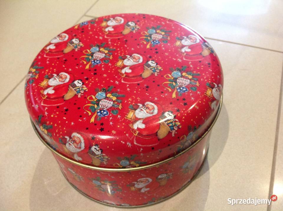 Puszka Metalowa Mikołaj Święta Christmas lata czerwony Nowa Sól