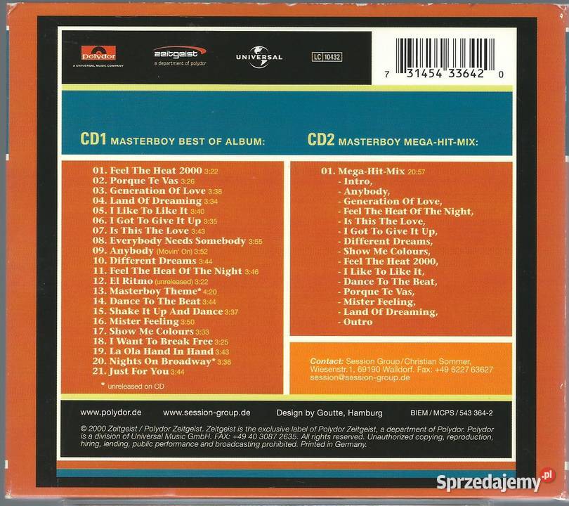 2 CD Masterboy Best Of 2000 Zeitgeist Brwinów