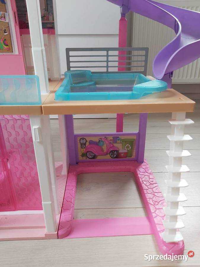 Domek lalek Barbie duży winda zjeżdżalnia basen