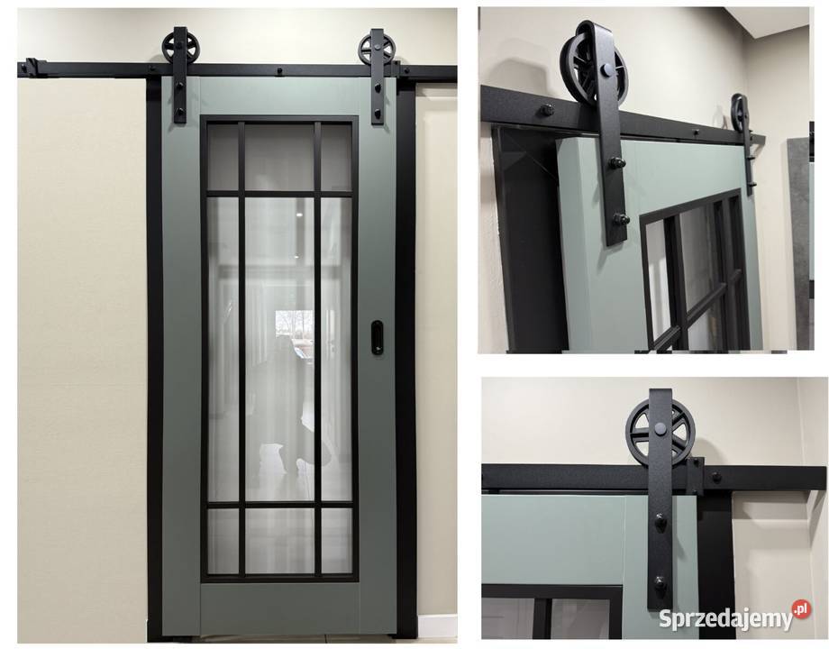Drzwi Loft przesuwne szyba przezroczysta 80cm Poznań