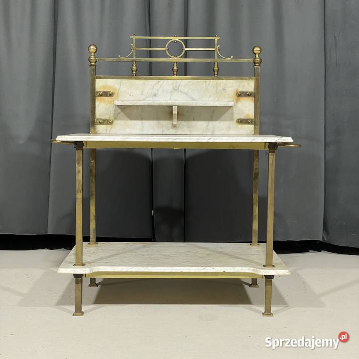 Antyczna konsola etażerka marmurowa z mosiężnym Budno