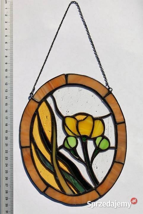 Kaczeńce kwiaty witraż Tiffany szkło witrażowe lubelskie