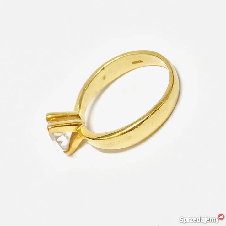 Złoty PIERŚCIONEK 18K przepiękny BRYLANT 07ct Warszawa