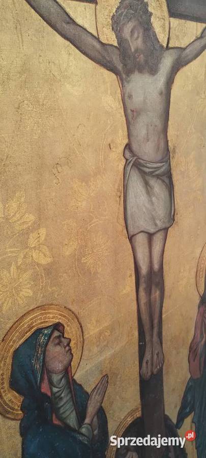 Stary obraz Jezus Chrystus na krzyżu Kalisz