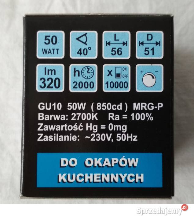 Żarówka halogenowa GU10 230V 50W 40 barwa 2700K Białystok