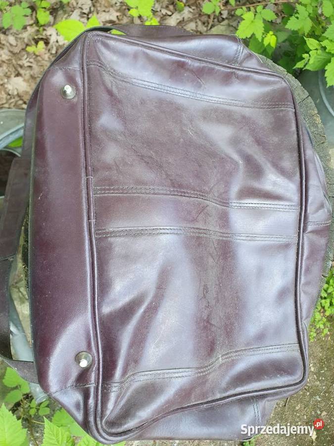 Stara torba duża skórzana zasuwana PRL lata 70te