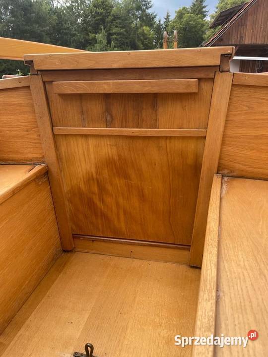 Łódka Jacht OMEGA drewniana słomka z kabiną Żeglarstwo