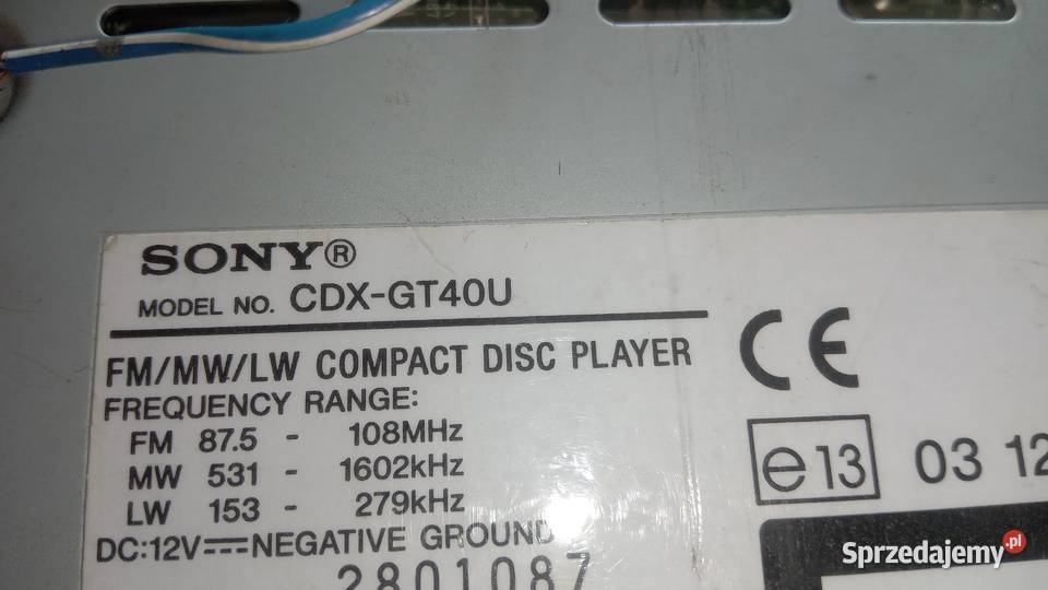 Sony cdx 40u radio CD kieszeń przewody Wrocław