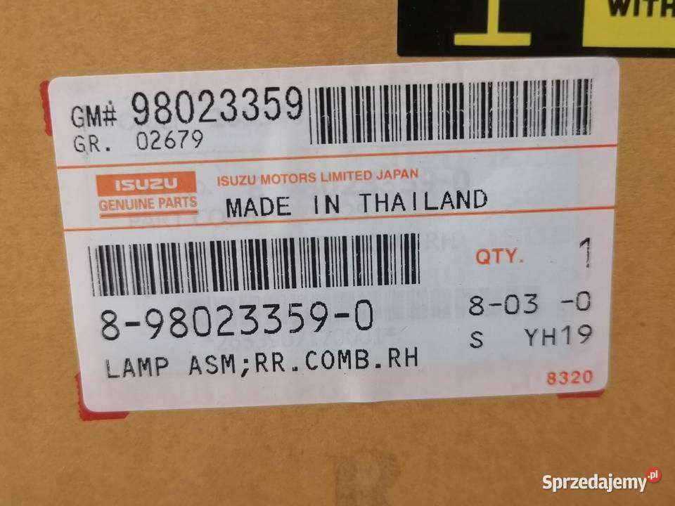 LAMPA PRAWY TYŁ ISUZU D 20082012 ORYGINAŁ ASO