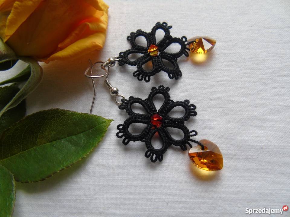 Kolczyki Frywolitkowe Wiśniowa