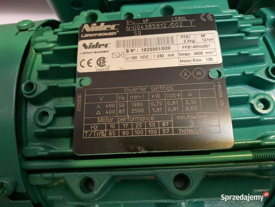 Silnik Nidec Leroy Somer LS 80 L FFB1 075kW with Warszawa