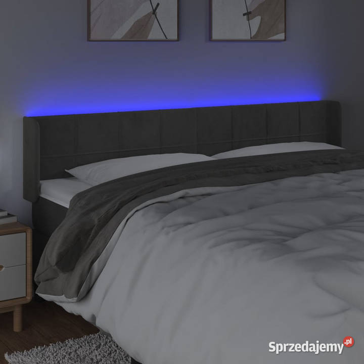 Zagłówek do łóżka z LED ciemnoszary 203x16x7888 Warszawa