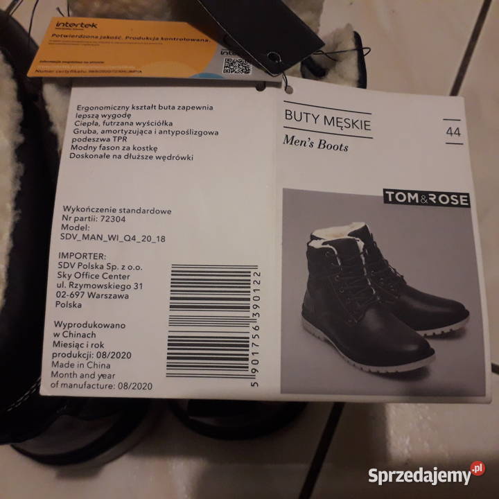Buty zimowe męskie Tom Rose rozmiar 44 czarne podlaskie Białystok