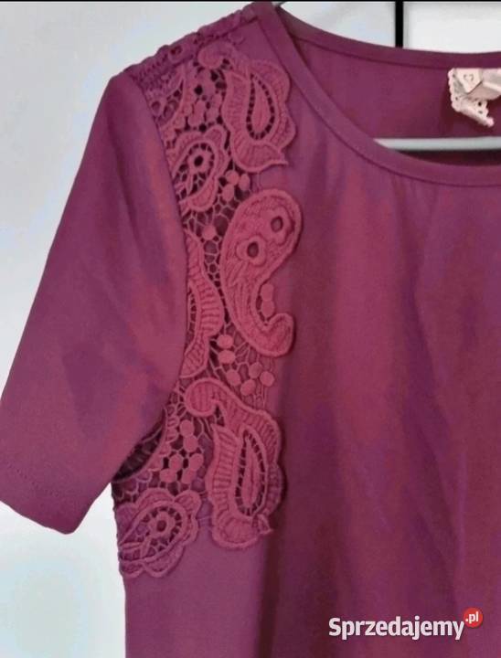 Burgundowa luźna elegancka sukienka Busko-Zdrój