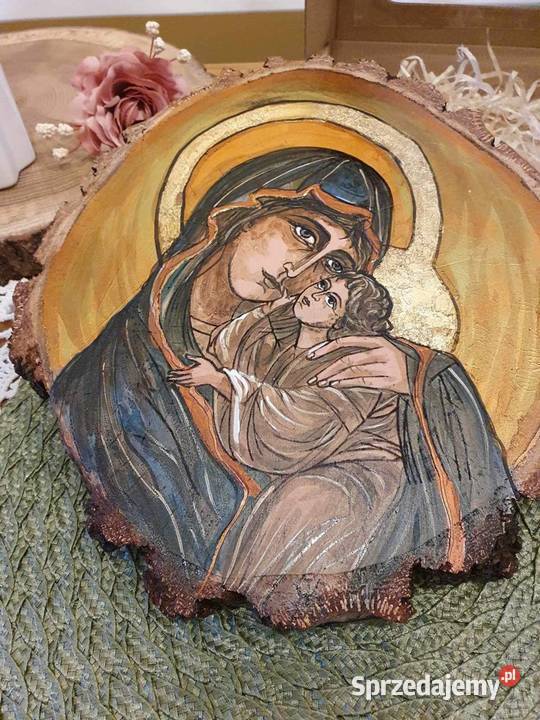 Obraz ręcznie malowany Maryja z dzieciątkiem Strzyżów