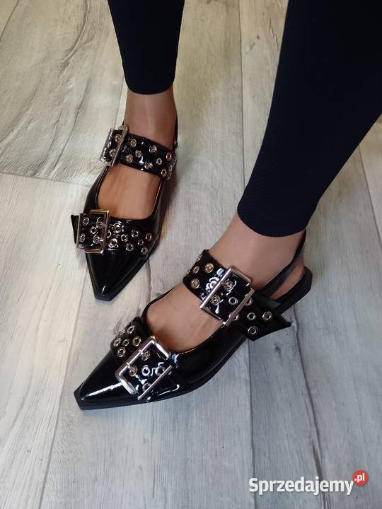 4041 Czarne baleriny wieczorowe z odkrytą piętą