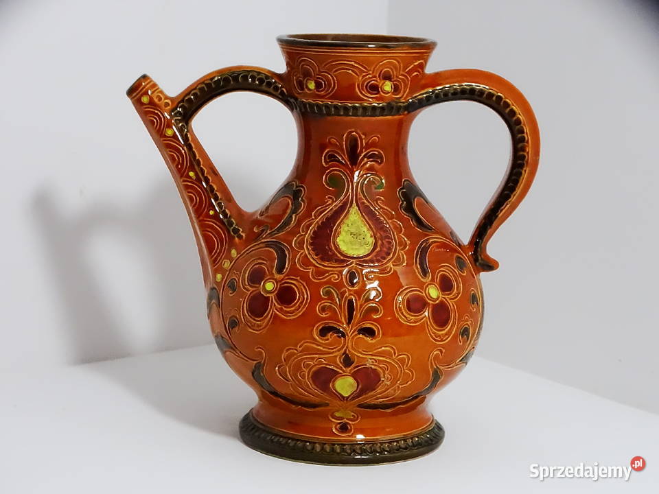 Dzbanek ceramiczny dekoracyjny ręcznie zdobiony