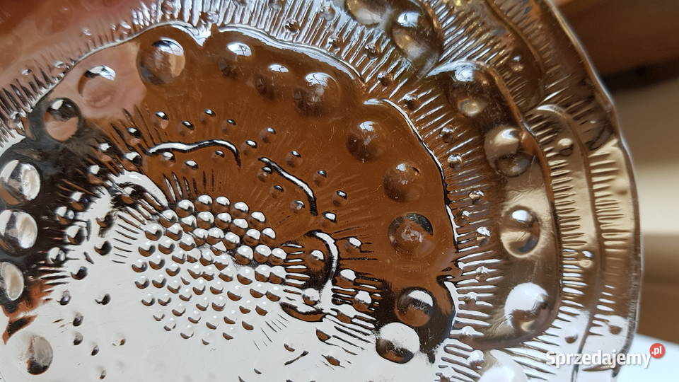 Talerzyki Flora Ząbkowice kolorowe szkło PRL Dąbrowa Górnicza