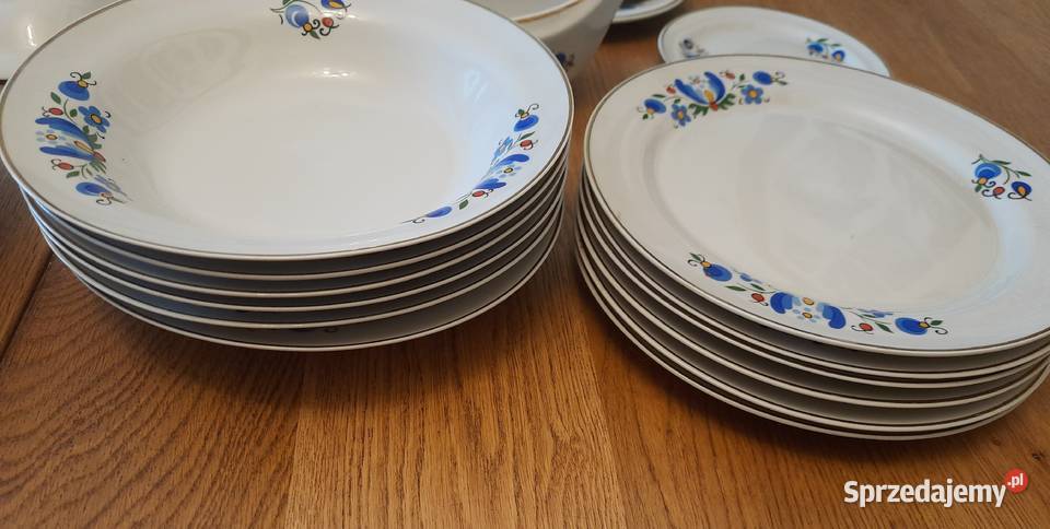 Serwis zestaw naczyń obiadowych wzór kaszubski Wyposażenie wnętrz Morąg