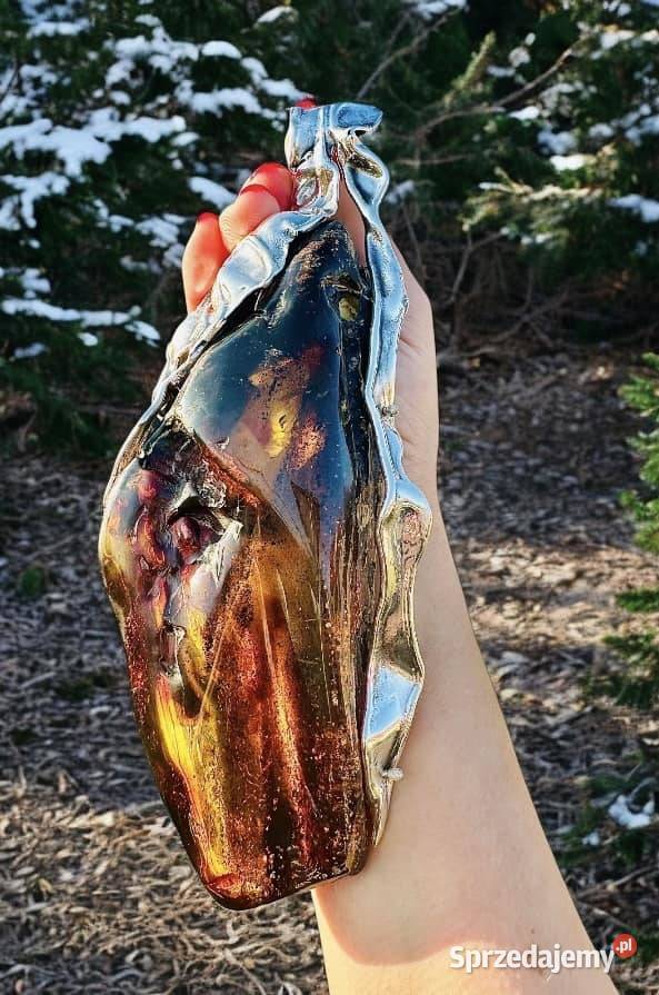 Duży okazały wisior bursztyn bałtycki srebro 925 pomorskie Pomlewo